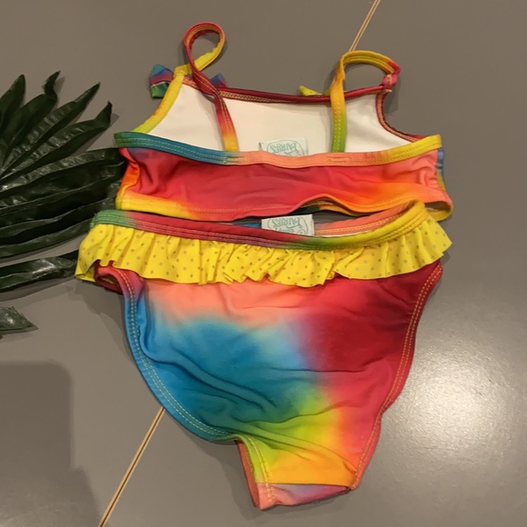 Disney fairies 2 piece Swimwear.  Size: 4T .Rainbow colours with Tinkerbell. - Picture 4 of 4